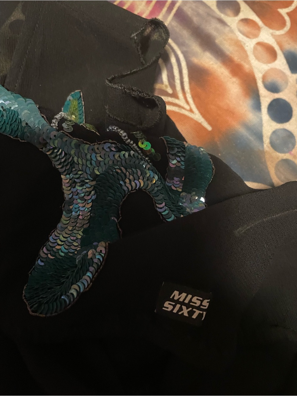 Rare Y2K Miss Sixty Sequin Beaded Fairy Butterfly Cutout Crop Top Vintage Grail - Picture 6 of 10